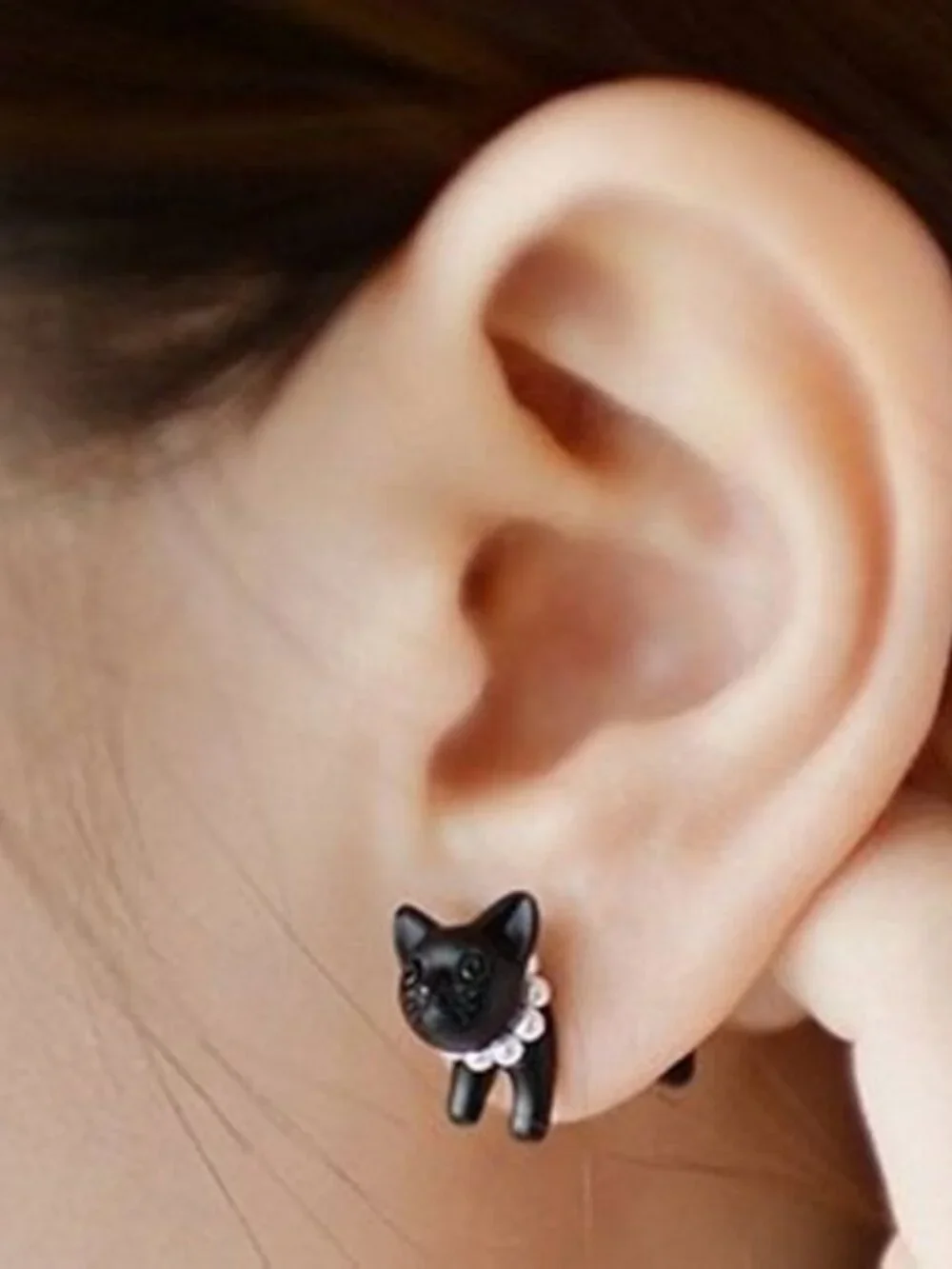 Deb Dee Dee Cutie Black Cat 3D Kitty Earrings Gift Packaged